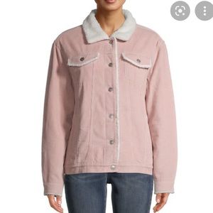 EUC TIME & TRU Pink Sherpa Lined Corduroy Jacket - L (12-14)